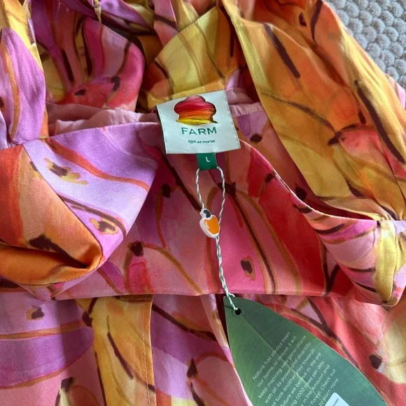 🍍FARM RIO Pink Ombre Bananas Cross Back Maxi Dress - Picture 16 of 16